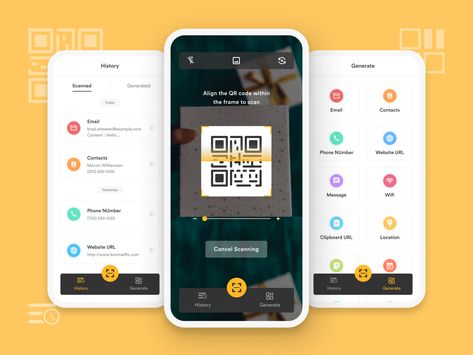 QR Scanner App by Radhika Gadhiya Qr App, Qr Code Scanner App, Qr Code App, Ui Design Tutorial, Qr Scanner, Scan Design, Scan App, Plant App, Ui Ux 디자인