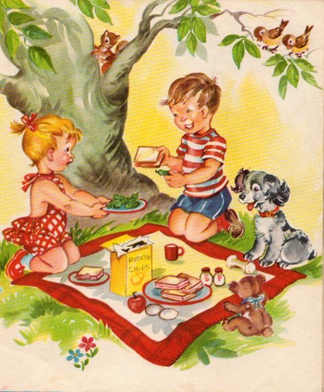 Fun vintage children's books images.  Great for crafts and DIY projects.  These would look super cute framed in a baby's room!  via houseofhawthornes.com Storybook Art, Vintage Picnic, Childrens Books Illustrations, Images Vintage, A Picnic, Vintage Children's Books, Childrens Illustrations, Childrens Art, Vintage Pictures