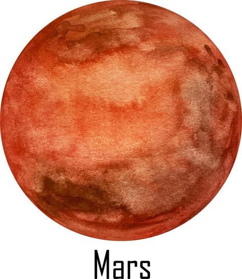 Watercolor planet Mars isolated on white. Mars Illustration Mars Painting Acrylic, Mars Drawing Planet, Mars Watercolor, Mars Drawing, Mars Painting, Mars Illustration, Planet Illustration, Mars Art, Planets Images