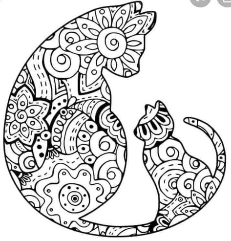 Cat Mandala, Cat Coloring Book, Zen Doodle Art, Detailed Coloring Pages, Cat Coloring Page, Cute Coloring Pages, Mandala Coloring Pages, Cat Colors, Vector Hand