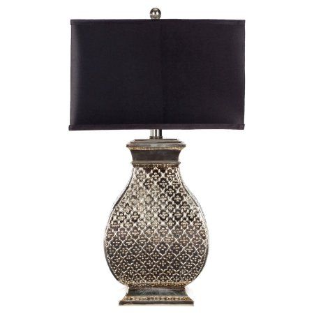 Safavieh Malaga Table Lamp with CFL Bulb, Silver with Black Shade Susan Silver, Spanish Revival Style, Silver Table Lamps, Silver Lamp, Silver Table, Spanish Revival, Cfl Bulbs, Metal Table Lamps, Table Lamp Sets