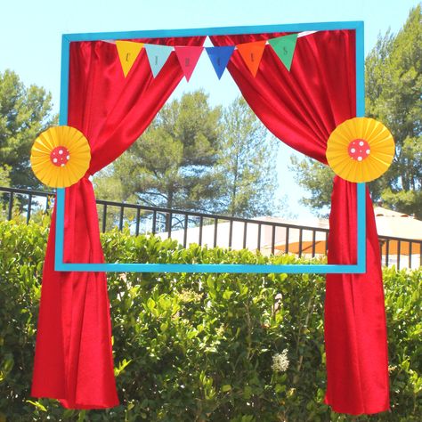 Circus photo booth frame                                                                                                                                                                                 More Carnival Theme Decor, Carnival Photo Booth Ideas, Carnival Booth Ideas, School Carnival Photo Booth, Circus Theme Photo Booth, Diy Circus Photo Backdrop, Carnival Photo Booth, Circus Photo Booth, Carnival Photo Backdrop