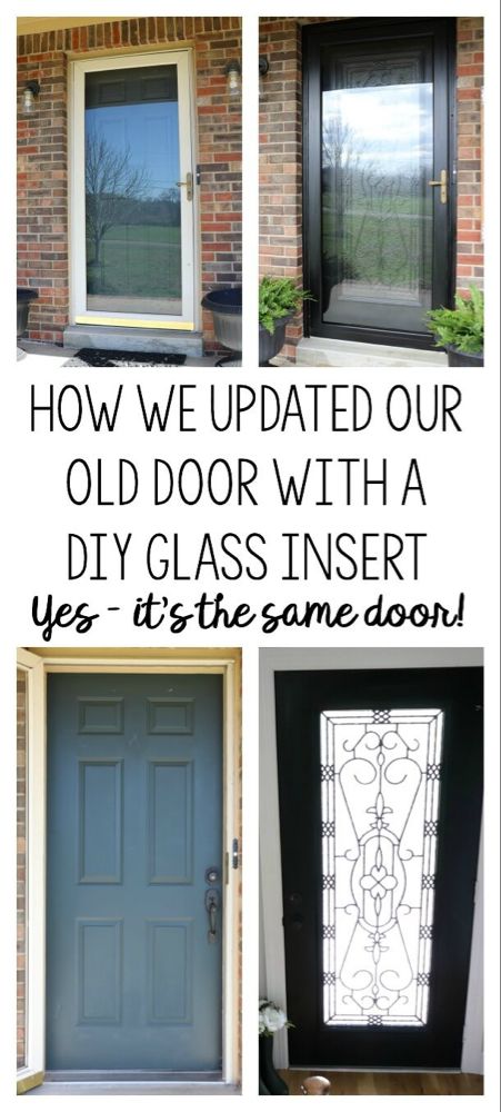 Brightening our Entryway for Spring with a DIY Glass Door Insert | Noting Grace Moving A Front Door Entrance, Put A Window In A Door, Diy Door With Window, Front Door Window Insert, Front Door Transformation Diy, Front Door Remodel Diy, How To Change Glass In Front Door, Moving Front Door Location, Adding Glass To Front Door