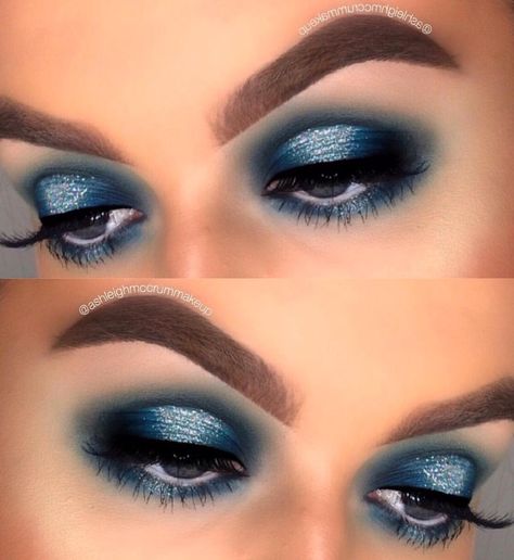 Subculture Palette, Makup Looks, Halo Eyeshadow, Eye Makeup Ideas, Cat Eyeliner, Blue Eyeshadow, Glitter Makeup, Eyeshadow Looks, Blue Glitter