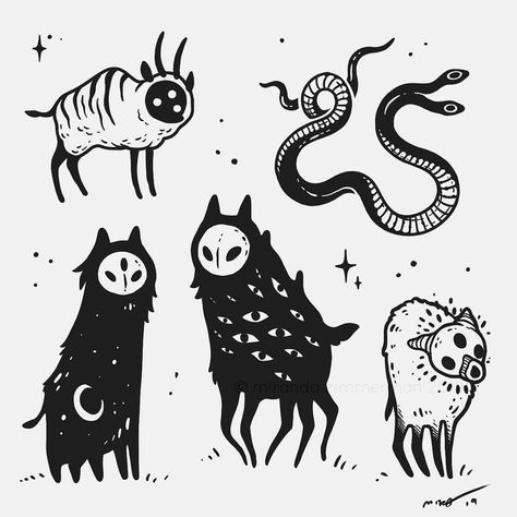 Weird Creatures Art, Creatures To Draw, Miranda Zimmerman, Spooky Creatures, Soyut Sanat Tabloları, 캐릭터 드로잉, Arte Inspo, Creepy Art, 영감을 주는 캐릭터