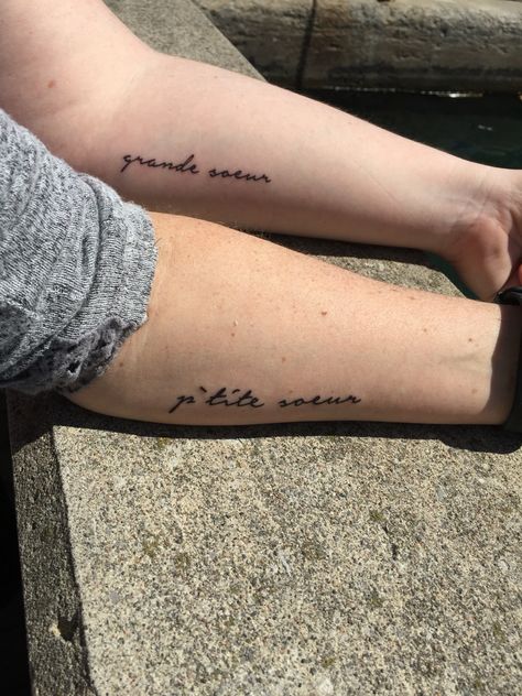 French sister tattoos French Sister Tattoo, Sister In French, French Tattoo, Sister Tattoo, Tattoo Board, Sister Tattoos, Little Sisters, Tatting, Tattoo Quotes