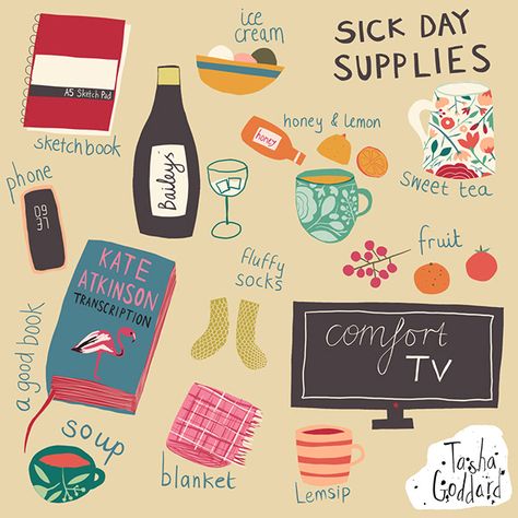 Sick Day Checklist, Self Care Sick Days, Sick Day Must Haves, Self Care Supplies, Selfcare When Sick, How To Get Well When Sick, Productive Sick Day Routine, Self Care When You Are Sick, Aesthetic Sick Day Routine