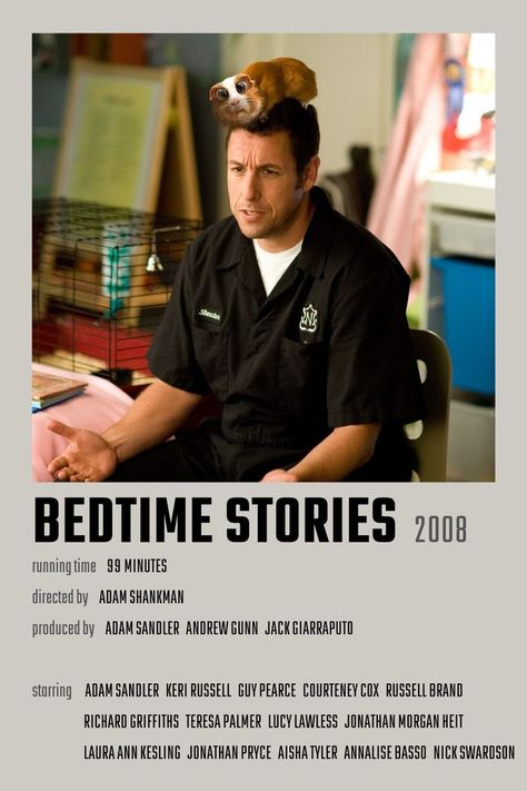 Bedtime Stories Movie Poster Movie Polaroid Posters, Bedtime Stories Movie, Minimalistic Polaroid Poster, Adam Sandler Movies, Minimalist Polaroid Poster, Tv Posters, Filmy Vintage, Movie Wall, Iconic Movie Posters