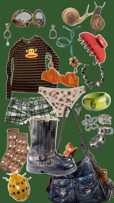 Trinket Core, Eclectic Outfits, Outfit Collages, Skater Outfits, Manic Pixie Dream Girl, Grunge Fairy, Dream Outfits, Outfit Collage, Funky Outfits