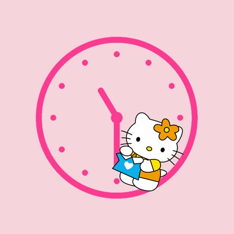 Cute Clock Icons, Hello Kitty Clock, Clock App Icon, Icon Cat, Sanrio Icons, App Wallpaper, Kitty Icon, Cat App, Cute Clock