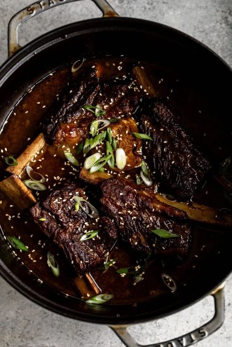 Asian Braised Short Ribs, Asian Short Ribs, Lamb Steak, Beef Short Ribs Recipe, Dishes To Cook, Braised Short Ribs Recipe, Ginger Miso, Short Ribs Recipe, Miso Paste