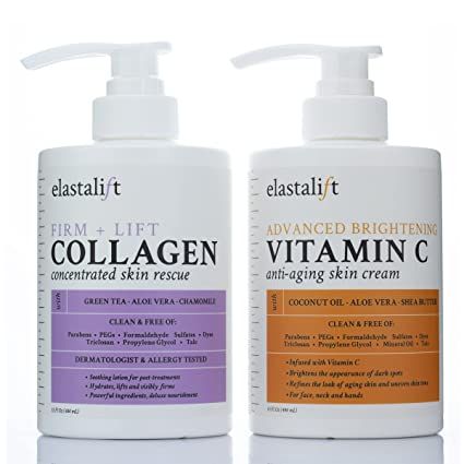 Elastalift Collagen Body Cream + Vitamin C Brightening Lotion Skin Care Set, Anti Aging Face & Body Moisturizer Dry Skin Rescue Creams For Age Spots, Wrinkle Control, Firming, & Lifting Skin, 2-Pack Body Moisturizer Dry Skin, Lotion Skin Care, Skin Cream Anti Aging, Skin Care Lotions, Crepey Skin, Collagen Cream, Retinol Cream, Firming Cream, Anti Aging Moisturizer