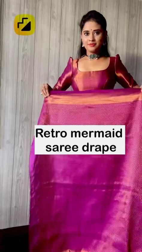 Saree Drape - Retro Mermaid Style 🧜‍♀️✨ in 2022 | Saree wearing styles, Indian bridal fashion, Mermaid fashion Mermaid Saree, Retro Mermaid, Draping Styles, Saree Drape, Saree Wearing Styles, Saree Wearing, Simple Saree Designs, Saree Draping Styles, Saree Draping