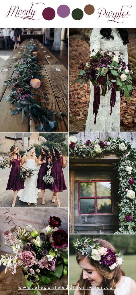 Plum Wedding Colors, Deep Purple Wedding, Purple Fall Wedding, Dark Purple Wedding, Dark Wedding Theme, Fall Wedding Color Schemes, Fall Purple, Plum Wedding, Purple Wedding Theme