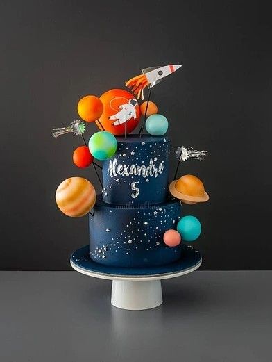 Solar System Cake, Planet Birthday, Planet Cake, Galaxy Cake, Astronaut Birthday, Boy Birthday Party Themes, Birthday Wishes Cake, Space Birthday Party, Birthday Party Theme Decorations