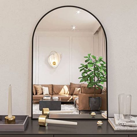 A classic mirror for any space! Black Arch Mirror, Rectangular Bathroom Mirror, Arched Mirror, Metal Arch, Arch Mirror, Oval Wall Mirror, Contemporary Room, Mirror Wall Bathroom, Living Room Mirrors