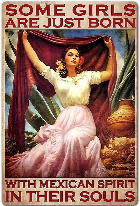 Mexico Home Decor, Retro Tin Signs, Just Born, Mexican Heritage, Club Poster, Mexican Girl, Canvas Gift, Retro Wall Art, Vintage Mexican