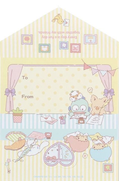 Sanrio Envelope Template Printable, Sanrio Envelope, Kawaii Activities, Sanrio Crafts, Kawaii Envelopes, Envelope Template Printable, Writing Paper Template, Cute Envelopes, Memo Paper