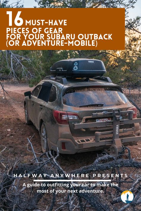 16 Must-Have Items for a Subaru Outback | Halfway Anywhere Subaru Outback Hacks, Camping In A Subaru Outback, Subaru Outback Overlanding, Subaru Outback Offroad Mods, 2023 Subaru Outback Wilderness, Outback Camping Subaru, 2015 Subaru Outback Mods, Outback Car Camping, 2024 Subaru Outback Wilderness