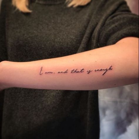 50+ Inspiring Quote Tattoos - The XO Factor Inspiring Quotes Tattoos For Women, Beautiful Quote Tattoos For Women, Small Tattoos Words Meaningful, Inner Arm Tattoos For Women Quotes, Arm Tatooes Ideas Woman, Tattoo Ideas Sayings, Inspirational Quotes Tattoos For Women, Side Arm Tattoos For Women Quotes, Thigh Tattoos Women Words