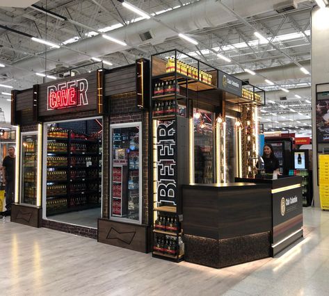 Beer Cave Retail, Beer Cave Ideas, Beer Display, Craft Beer Design, Small Booth, Beer Store, Beer Shop, Supermarket Design, Beer Design