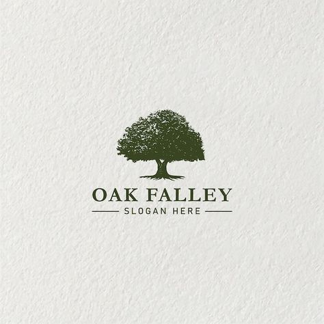 Vector oak tree logo vector illustration... | Premium Vector #Freepik #vector #park #nature #tree #green Logos, Oak Tree Graphic, Logos With Trees, Logo Tree Design, Grocery Wagon, Tree Logo Ideas, Bro Logo, Oak Tree Illustration, Oak Tree Logo