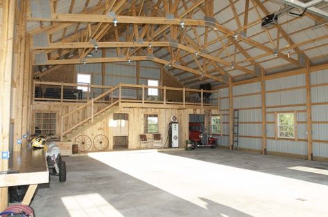 Pole Barn With Loft, Barn With Loft, Pole Barn Shop, Pole Barn Designs, Pole Barn Garage, Metal Shop Building, Building A Pole Barn, Morton Building, Barn Loft