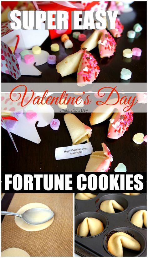 Valentine Fortune Cookies, Make Fortune Cookies, Homemade Fortune Cookies, Fortune Cookies Recipe, Fortune Cookies, Valentines Day Food, Valentine's Day Recipes, Valentines Day Treats, My Funny Valentine