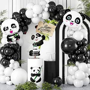 Black and White Balloon Garland Kit, Panda Party Decorations with Panda Balloon, White Black Latex Helium Balloon for Boys Girls Panda Birthday Party Supplies Baby Shower Gender Reveal Decoration Black And White Balloon Garland, Panda Party Decorations, Panda Birthday Party Decorations, Panda Balloon, Panda Themed Party, Forest Theme Party, Black And White Balloons, Panda Birthday Party, Panda Decorations