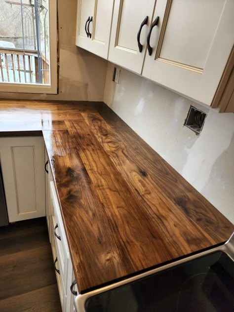 Small Kitchen Remodel Rustic, Rustic Trailer Remodel Mobile Homes, Real Wood Countertops, Trailer House Kitchen Ideas, Farmhouse Kitchen Cupboard Ideas, Rustic Mobile Home Decor, Diy Kitchen Remodel Farmhouse, Man Made Countertops, New Kitchen Cabinets On A Budget