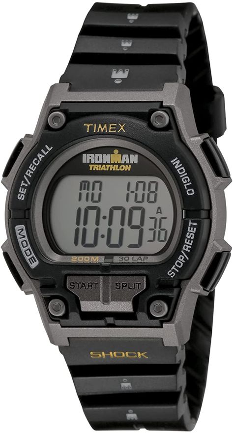 Timex Men Sport T5K1959J Ironman Original 30-Lap Shock Full-Size Black/Grey Watch : Timex: Amazon.co.uk: Watches Timex Ironman, Yellow Resin, Resin Case, Solar Watch, Grey Watch, Ironman Triathlon, Timex Watches, Black Case, Sport Watches