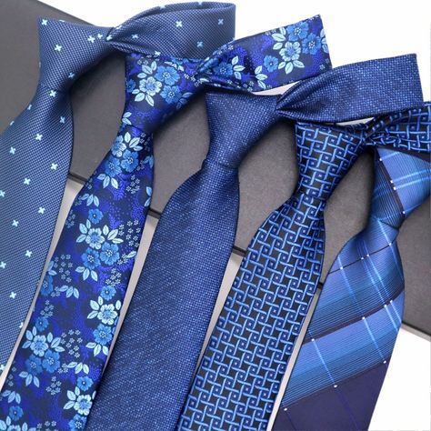 Formal Tie, Blue Necktie, Mens Silk Ties, Tie Men, Mens Tie, Tie Design, Cufflink Set, Formal Business, Blue Ties