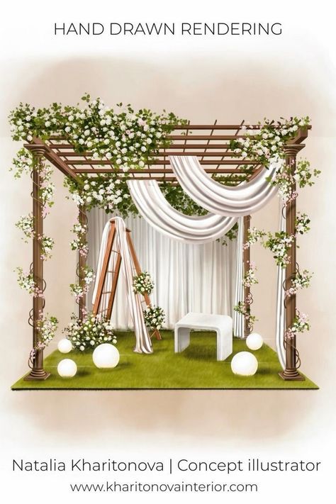 Memorable Custom Event Sketch Services Diy Backdrop Stand, Illustration Rendering, Interior Architecture Sketch, Wedding Photo Checklist, Wedding Flower Design, Digital Invitations Wedding, Interior Design Renderings, Interior Architecture Drawing, Digital Sketch