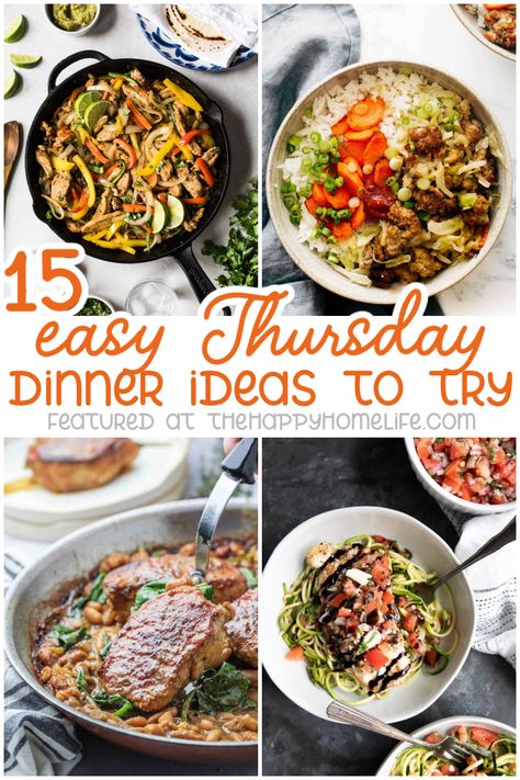 Don't settle for takeout on a busy Thursday. These easy Thursday dinner ideas are ready in 30 minutes or less and are healthy and delicious! Thursday Lunch Ideas, Thursday Dinners Ideas, Thursday Night Meals Easy Dinners, Dash Dinner Ideas, Thursday Recipes Dinners, Thursday Food Ideas, Quick Thursday Dinner Ideas, Easy Dash Diet Dinner Recipes, Easy Thursday Night Dinner