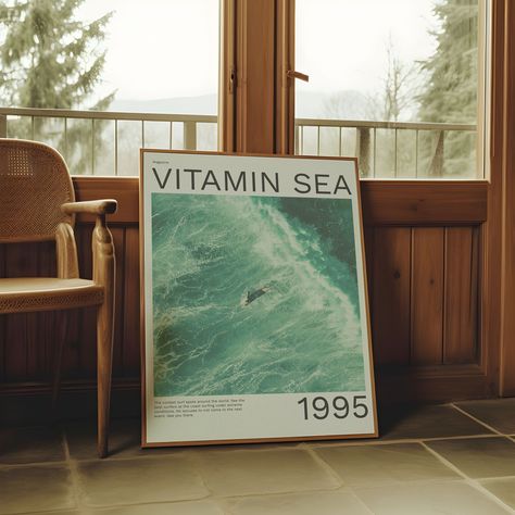 Surf Magazine Retro Poster, Surfer Cover, Summer 1995 Print, Beach House Interior Decor Trend, Big Wave, Vitamin Sea Art, Instant Download Surf Magazine, Beach Backdrop, Surf Room, Surfer Magazine, 8 Bits, Beach House Interior, Vitamin Sea, Sea Art, House Interior Decor