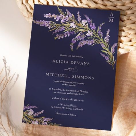 Fall Wedding Invitations & Templates | Zazzle Navy Wedding Decorations, April Wedding Colors, Navy Wedding Theme, Mum Wedding, Slate Blue Wedding, Dark Blue Wedding, Baby Blue Weddings, Purple Wedding Theme, Watercolor Wedding Invitation