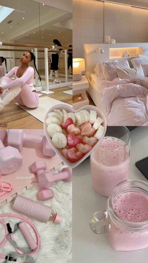 🎀 Pink Pilates Princess Daily Routine, Pink Pilates Princess Lifestyle, Pink Work Out Aesthetic, Pink Exercise Aesthetic, Pink Princess Pilates Aesthetic, Pink Vision Board Photos, Pink Pilates Princess Aesthetic Room, Pink Healthy Aesthetic, Pink Palatines Princess Aesthetic