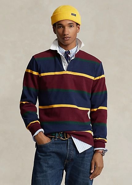 Rugby Outfits, Old Money Aesthetics, Money Aesthetics, Vintage Brooks Brothers, Ralph Lauren Store, Ralph Lauren Rugby Shirt, Classy Clothing, Shirt Outfit Men, Rugby Fashion