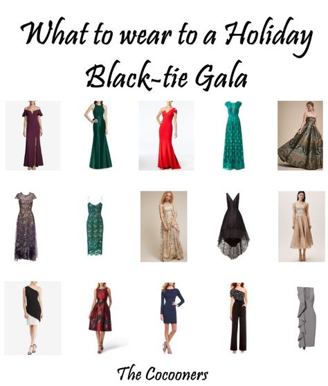 What to wear to a formal black-tie semi-formal cocktail holiday Christmas gala Black Tie Dress Code Women, Black Tie Christmas Party, Black Tie Christmas, Party Dress Code, Christmas Gala, Black Tie Dress Code, Party Dress Codes, Charity Gala, Black Tie Optional