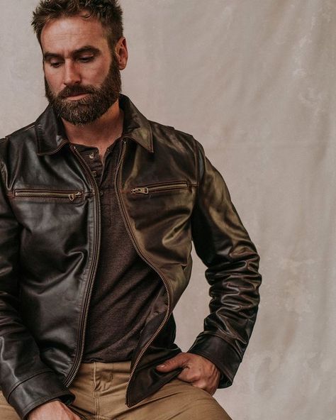 Buffalo Jackson Trading Co. on Instagram: “The writer George Saunders said it was a turning point in his career when he stopped trying to teach the world something and instead…” George Saunders, Buffalo Jackson, Leather Jacket Outfit Men, Accessories Guide, Leather Jacket Brown, Leather Flight Jacket, Classy Outfits Men, Leather Jacket Style, Street Fashion Men Streetwear