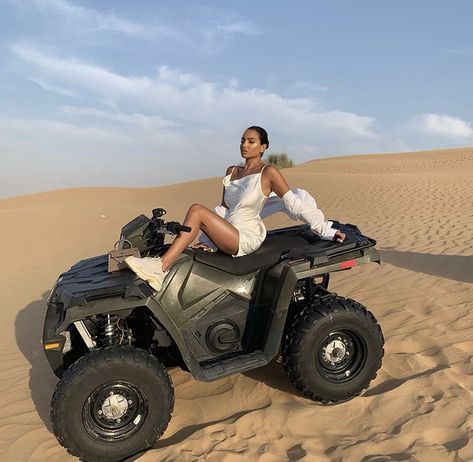 Quad Biking Outfit, Charlotte Emily Sanders, Biking Aesthetic, Emily Sanders, Desert Outfit, Charlotte Emily, Desert Photoshoot, Debut Photoshoot, Bike Photoshoot