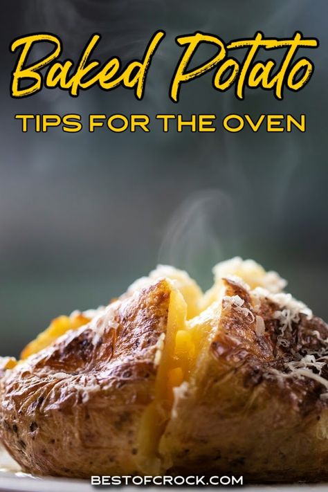 Making baked potatoes in the oven may seem simple, but with a few tips and tricks, you can elevate the texture and flavor. Tips for Making Baked Potatoes | How to Cook Baked Potatoes | Best Baked Potatoes in the Oven | Easy Side Dish Recipes | How to Bake Potatoes | Baked Potatoes in Oven with Foil | Tips for Loaded Baked Potatoes | Side Dish Recipes via @bestofcrock Convection Baked Potato, Slow Baked Potatoes In The Oven, Oven Baked Russet Potatoes, How Long To Bake Potatoes In Oven At 400, Oven Baked Potato In Foil, How To Cook Baked Potatoes, Baking Small Potatoes In Oven, Baked Potatoes In Convection Oven, Large Baked Potatoes In The Oven