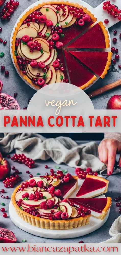 Italian Vegan Dessert, Vegan Italian Dessert Recipes, Beet Recipes Dessert, Desserts With Vegetables, Vegan Tart Recipes, Pomegranate Pie Recipes, Dairy Free Tart, Winter Fruit Tart, Vegan Puff Pastry Tart