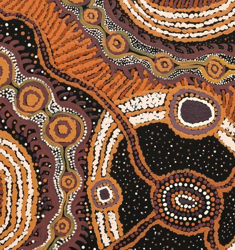 Please enjoy the beautiful new work by Lena Young✨️ If you like it, it is 49x46cm and is $349 with free post🙂 Lena is painting her connections to Ngura (Country) through her walka (design), referencing the landscape of the APY lands. This painting depicts the Tjintu (sun) and Kapi (rain) high in the sky, falling upon Puli (hills) to grow Mai Wiru (good food). For the Pitjantjatjara people living in the central and western desert, knowledge of the water sources was crucial to survival. The ... Sky Falling, Art Soleil, Aboriginal Art Symbols, Australian Aboriginals, Aboriginal Art Dot Painting, Art Connection, Journal D'art, Western Desert, Aboriginal Painting