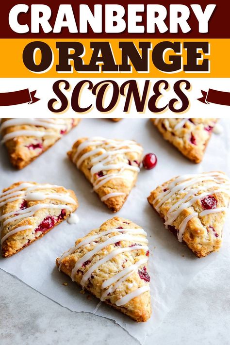 Between the pops of tart fruit and the citrusy glaze, these cranberry orange scones are a dream come true any time of year. Orange Cranberry Cream Scones, Dried Cranberry Orange Scones, Dried Cranberry Scones Recipe Easy, Holiday Scones, Glazed Scones, Orange Cranberry Scones, Sweet Scones, Sour Cream Scones, Orange Scones Recipe