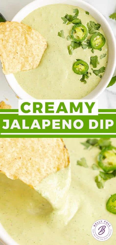 Creamy Jalapeno Dip - Belly Full Creamy Jalapeño Salsa, Creamy Jalapeno Dip Cardi B, Jalepeno Dip Cold, Jalapeño Dip Recipe, Creamy Jalapeño Dip, Jalapeno Dip Recipes, Creamy Jalapeno Dip, November Recipes, Creamy Jalapeno Sauce