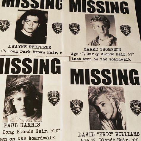 The Lost Boys Missing Posters. 8.5”x11” Printed on Off White Cardstock Lost Boys Tattoo, Coffin Vampire, Glass Coffin, Lost Boys Movie, Dodie Clark, The Lost Boys 1987, Fnaf Jumpscares, The Lost Boys, Dark Home Decor