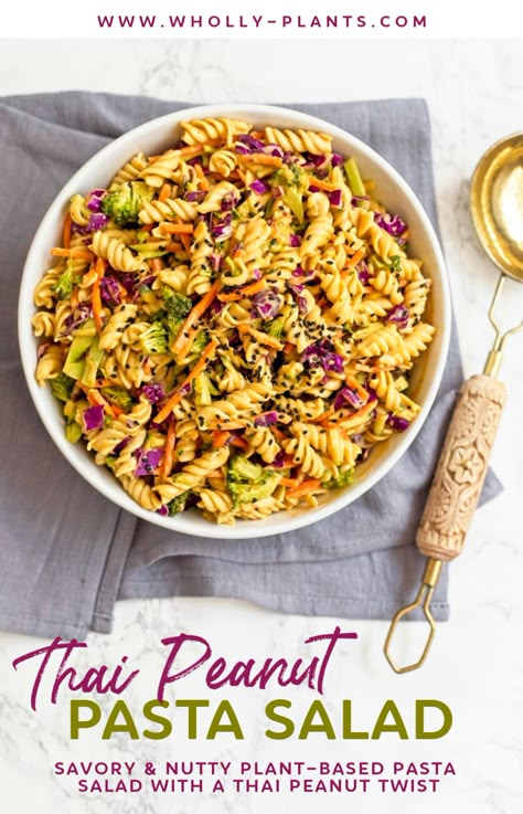 Cold Asian Pasta Salad, Thai Pasta Salad Recipes, Vegan Cold Pasta Salad, Plant Based Recipes For Beginners Dinner, Plant Based Pasta Salad, Easy Plant Based Recipes For Beginners, Peanut Pasta Salad, Thai Peanut Pasta, Pasta Salad Recipes Cold