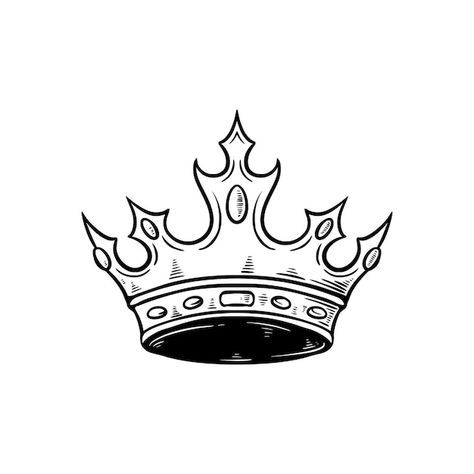 Evil Crown Drawing, Crystal Crown Drawing, Prince Crown Drawing, Tattoo Illustration Sketches, Crown On Fire, Kings Crown Drawing, Crown Art Drawing, Crown Drawings, Diamond Crown Tattoo