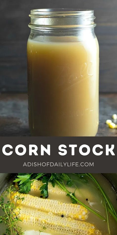 Corn Stock can be used anywhere vegetable stock is used, but it adds an extra dimension of sweet summer flavor to corn soups and risottos, or even rice! Corn Broth, Corn Stock, Canning Corn, Making Rice, How To Make Corn, Corn Soup, Fresh Corn, Vegetable Stock, Sweet Summer